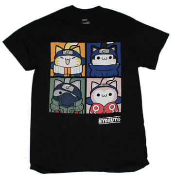 Naruto Shippuden Mens T-Shirt - Nyaruto 4 Box Cat Profiles