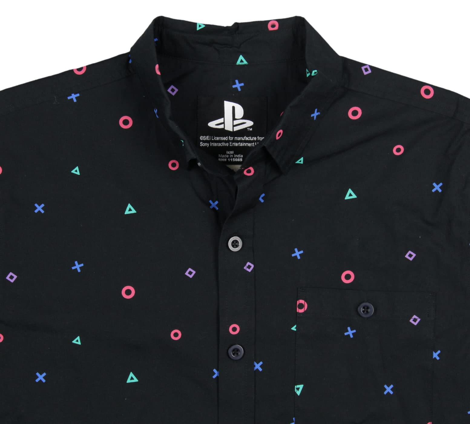 Sony Playstation Mens' Controller Icon Allover Print Woven Button Up Shirt