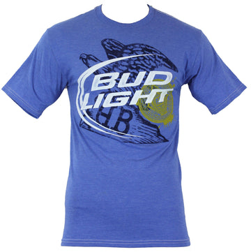 Bud Light Mens T-Shirt  -  Swopping Logo With Yellow Stamp and Eagle Image