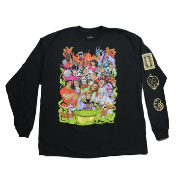 Disney Villians Mens Long Sleeve T-Shirt - Giant Cast of Villains