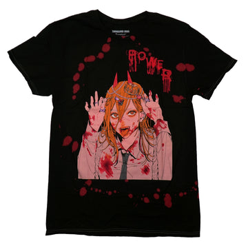 Chainsaw Man Mens T-Shirt - Bloody Horned Girl Under Dripping POWER