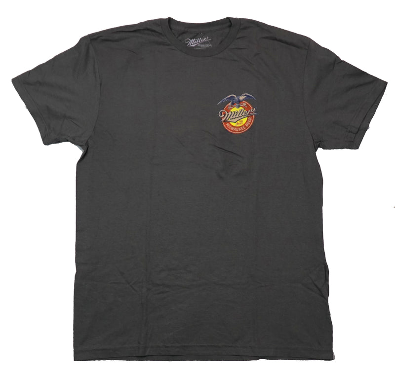 Miller Mens T-Shirt - Milwaukee Beer Lapel Logo Full Ad on Back