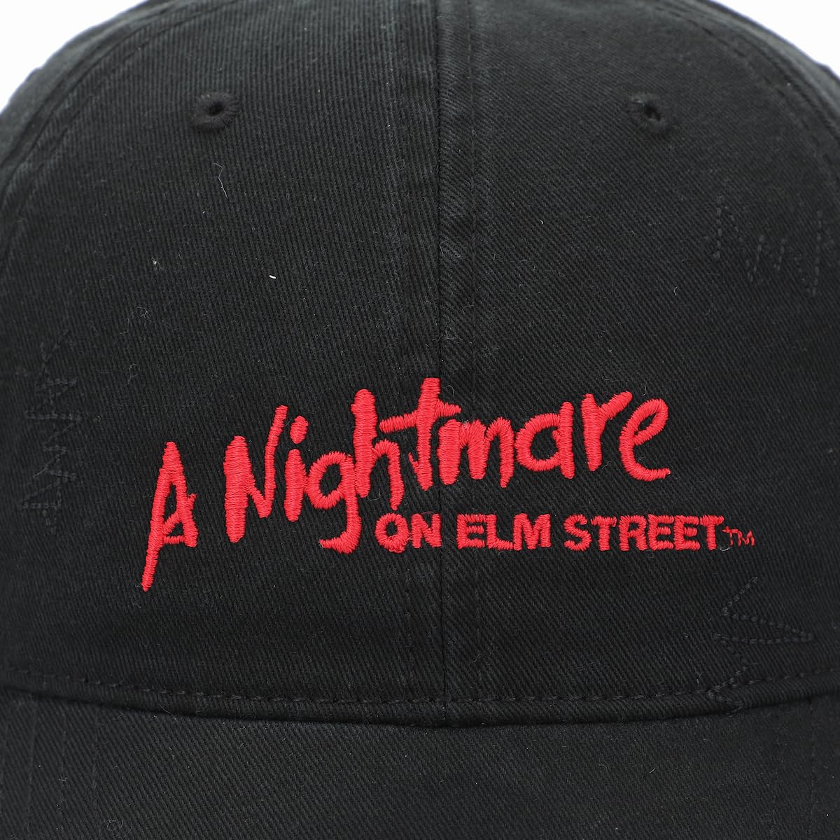 A Nightmare On Elm Street Logo Men's Black Distressed Dad Hat