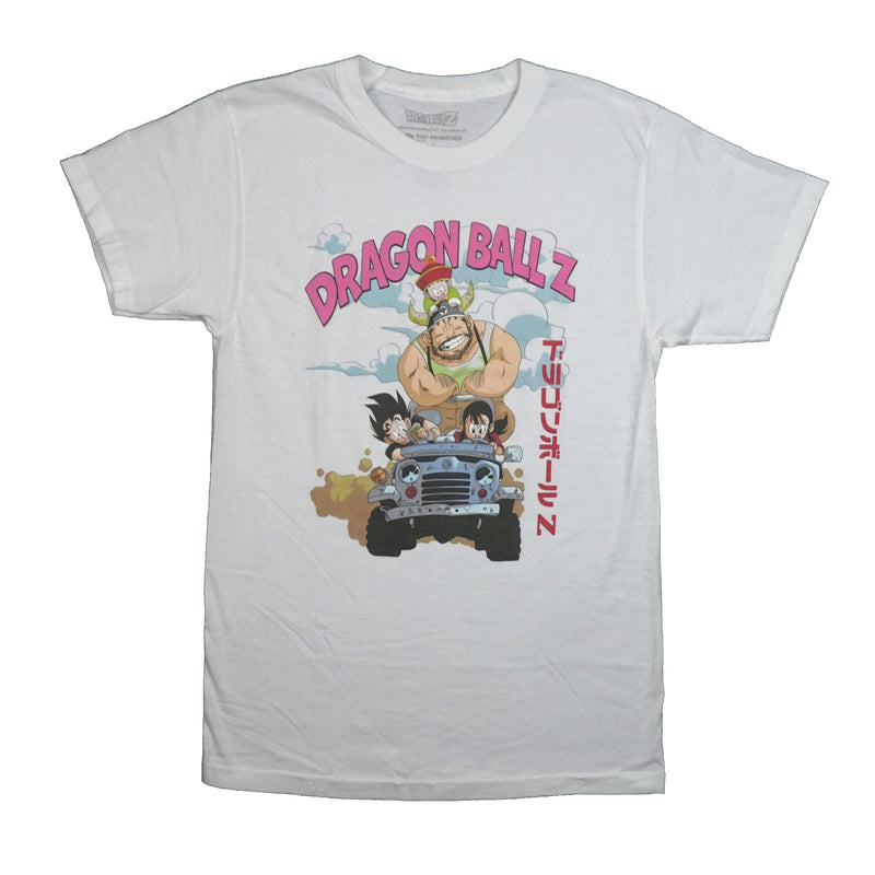Dragon Ball Z Mens T-Shirt - Chibi Characters Riding in Jeep with Ox King