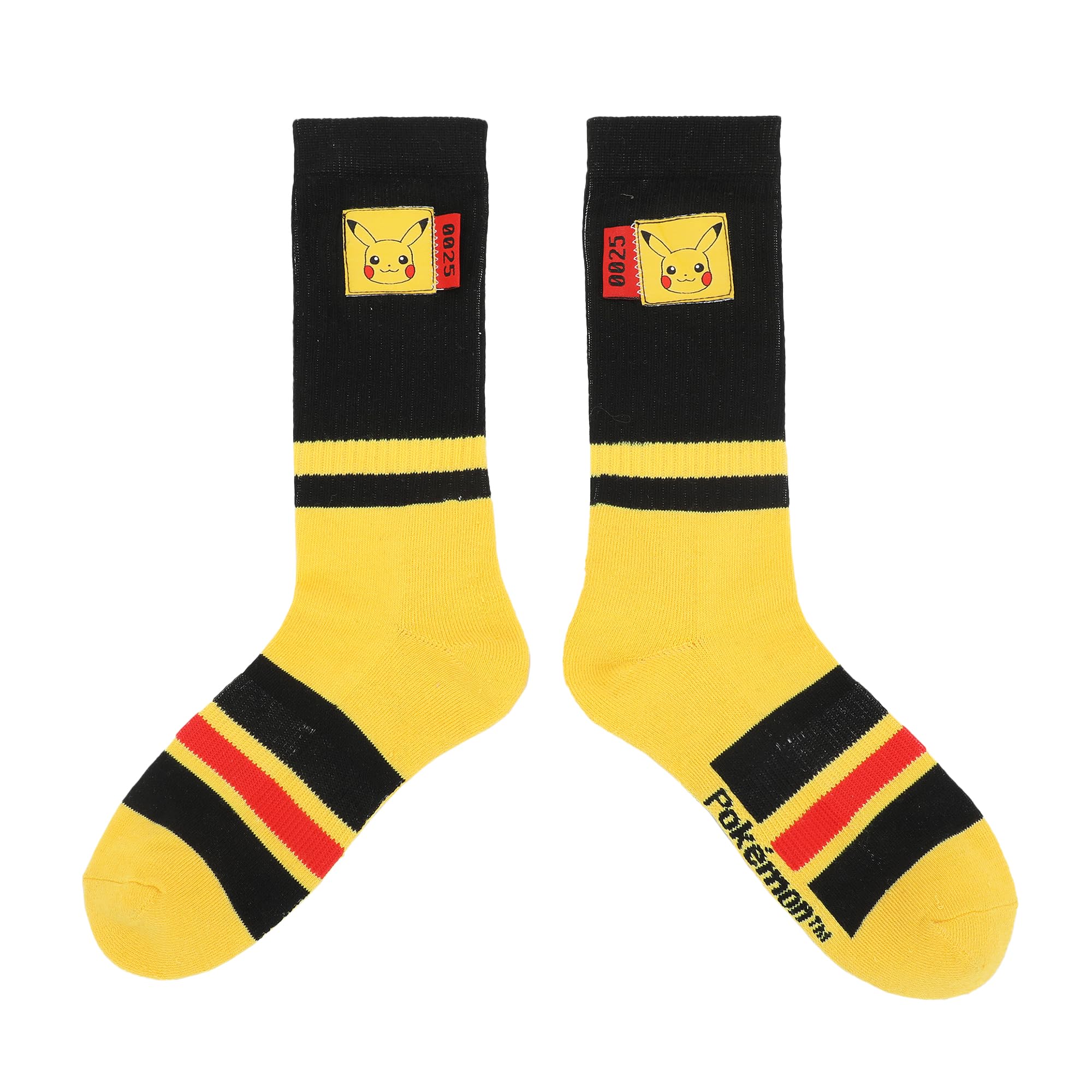 Pokemon Pikachu Woven Label Men's Athletic Crew Socks