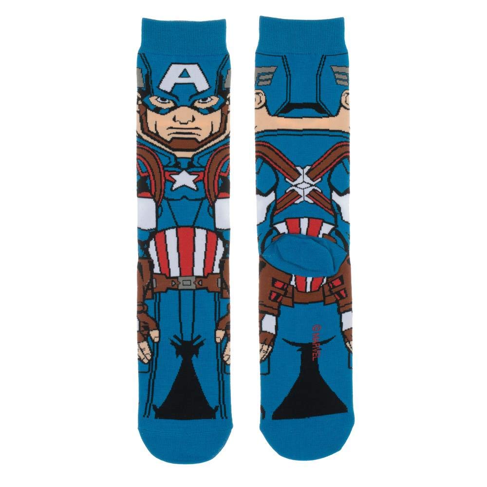 Bioworld Marvel Captain America 360-Degree Print Crew Socks