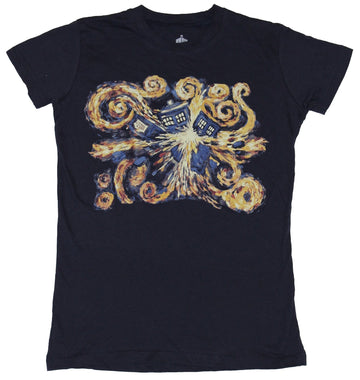 Doctor Who Girls Juniors T-Shirt - Artful Exploding Tardis Image