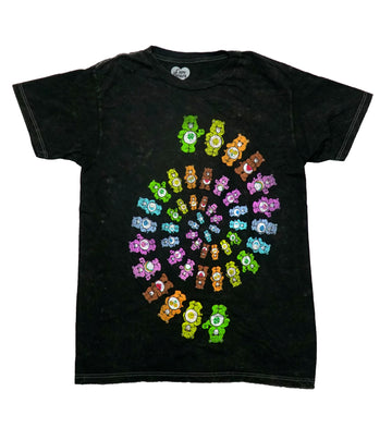 Care Bears Mens T-Shirt - Colorful Bears In Repeat Spiral Stone Washed