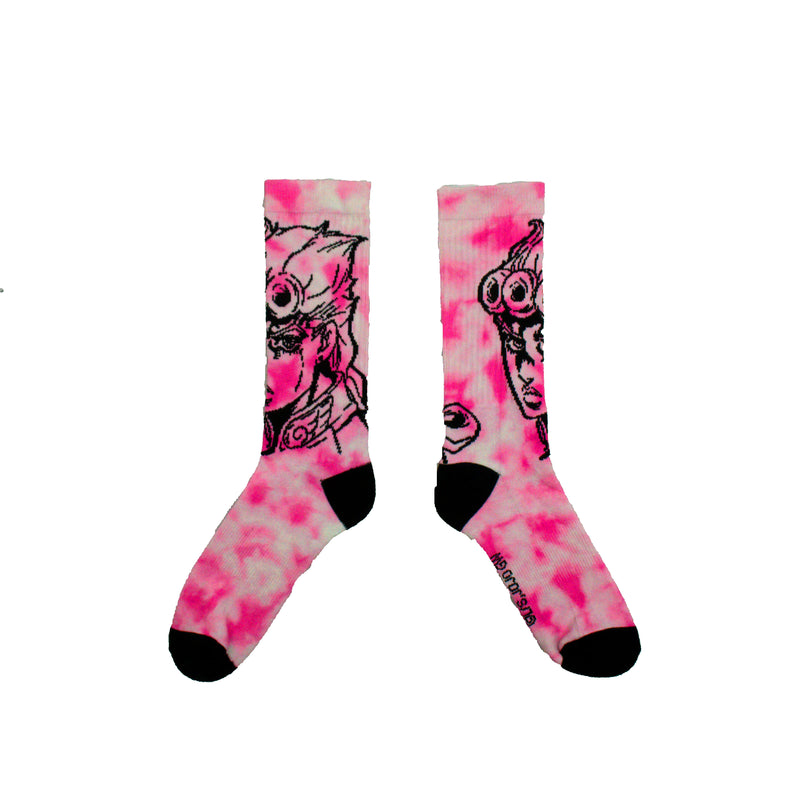 Ripple Junction JoJo's Bizarre Adventure Giorno pink tie-dye Men's crew sock