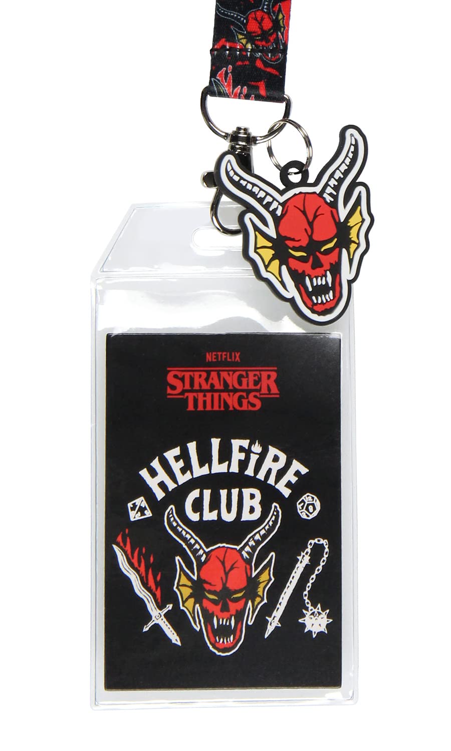 Stranger Things Hellfire Club ID Badge Holder Lanyard w/ 2" Rubber Pendant
