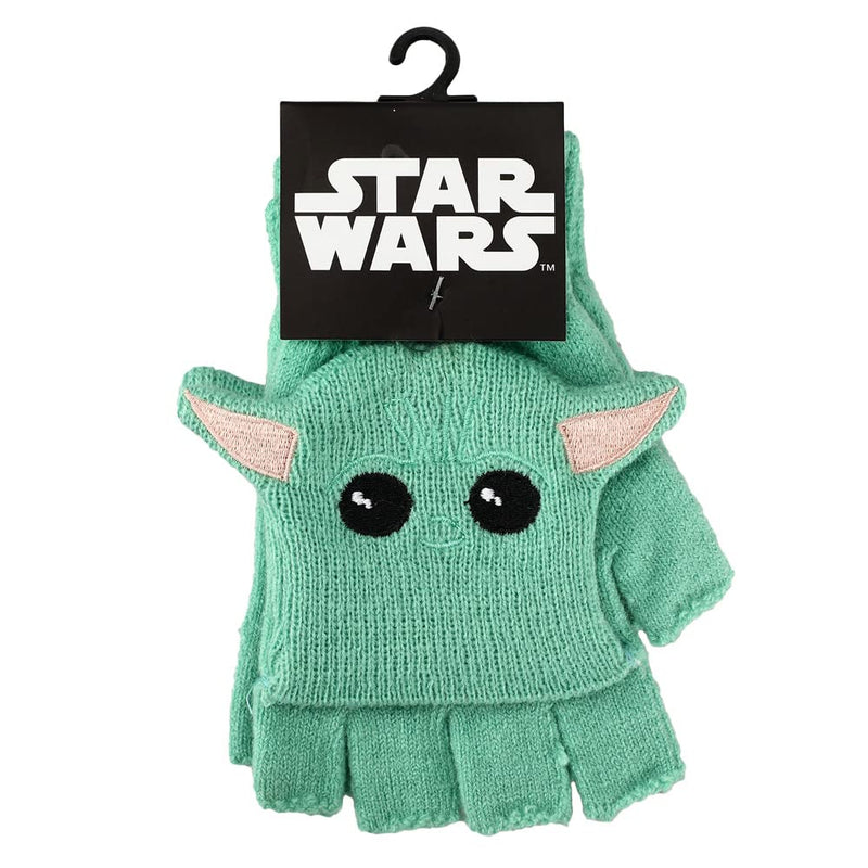 Star Wars Grogu The Child Big Face Embroidery Convertible Mitten Green