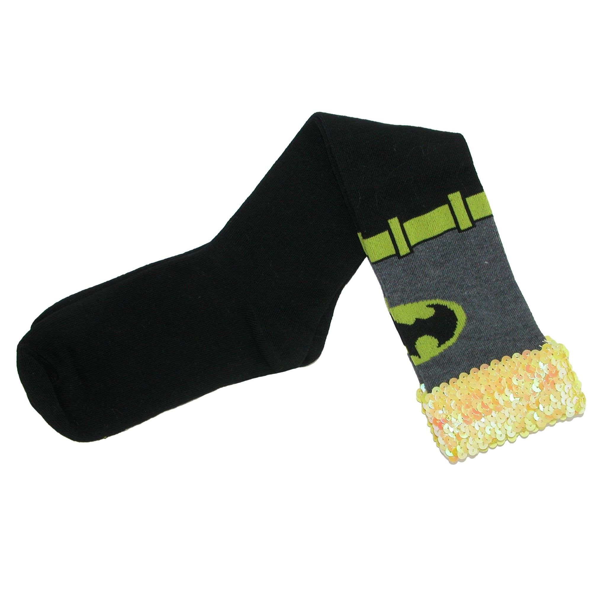 DC Comics Batman Sequin Cuff Knee High Socks