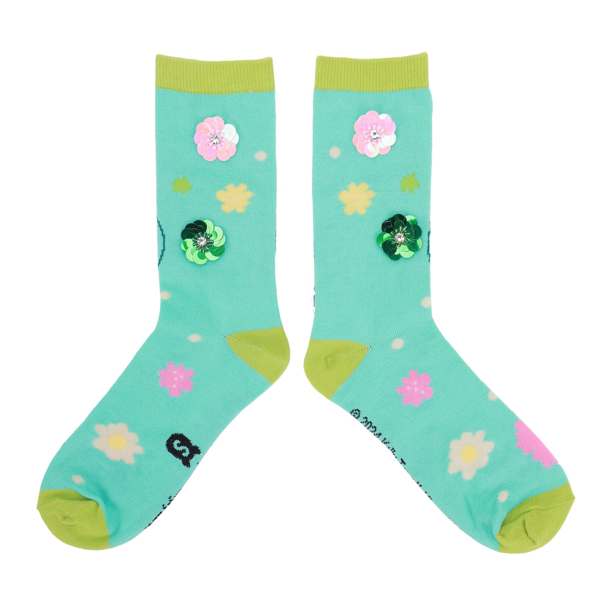 Bioworld Squishmallows Winston & 3D Flowers Women's Casual Crew Socks, Blue