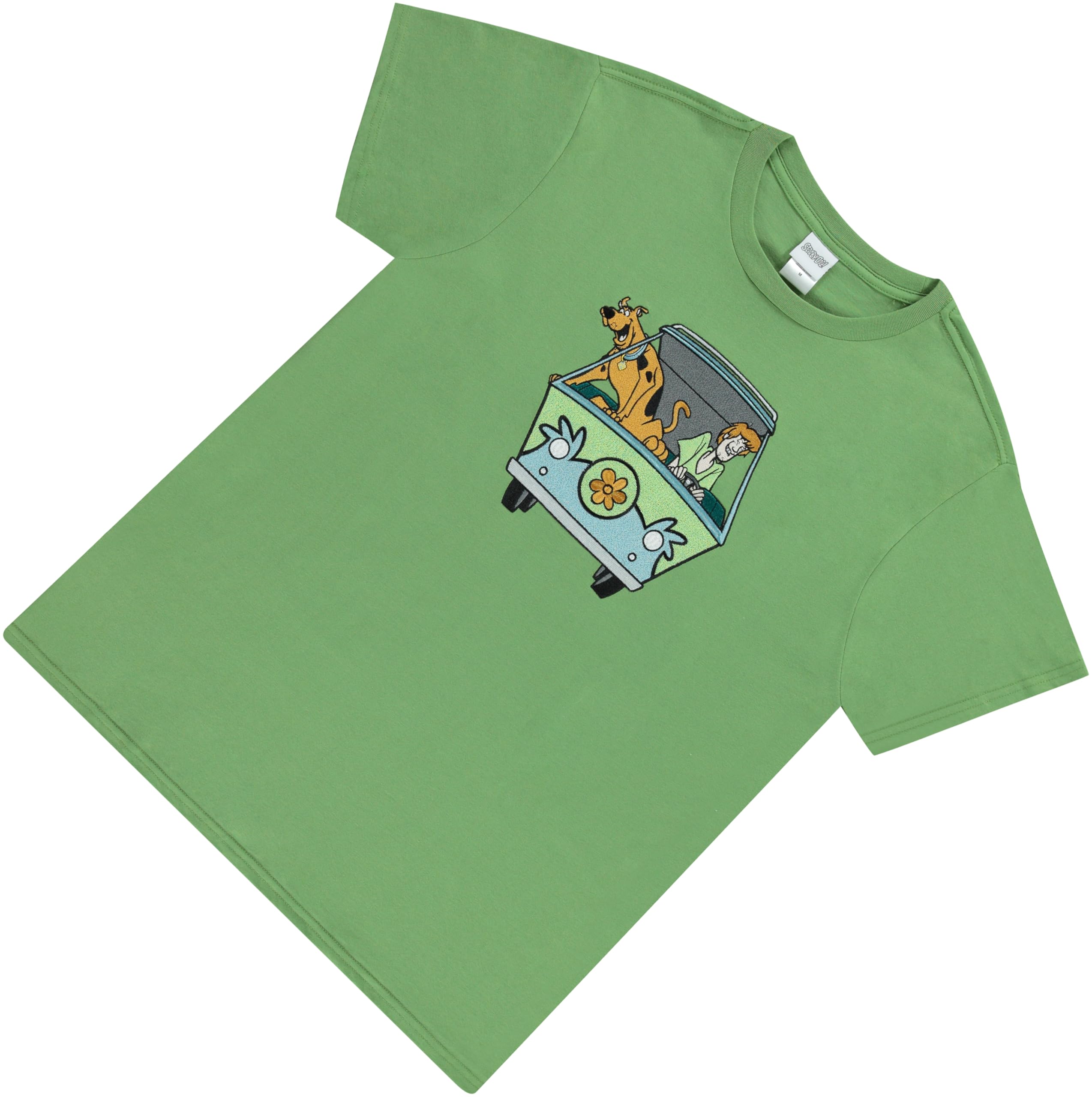 Scooby-Doo Mens Throwback Shirt, Shaggy, Velma Tee - Classic Front and Back Rubber Patch T-Shirt