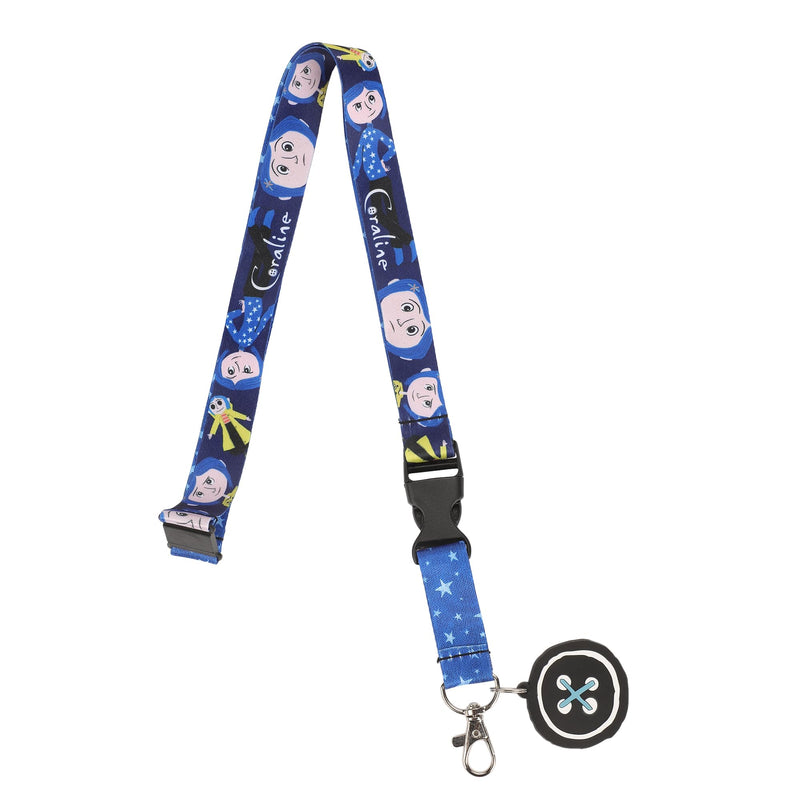 Coraline Twitchy Witchy Girl 22" Lanyard with Clear ID Sleeve and Rubber Charm