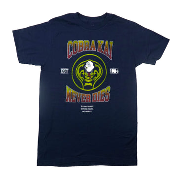 Cobra Kai Mens T-Shirt - Never Dies Strike First. Strike Fast. No Mercy