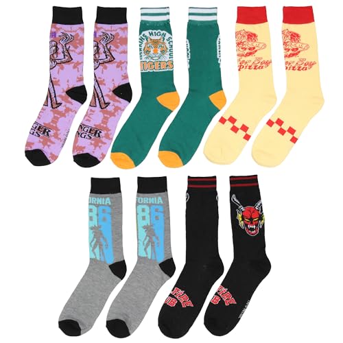 Bioworld Stranger Things Crew Socks 5 Pairs Mid Crew Socks For Men Women 5 Pack