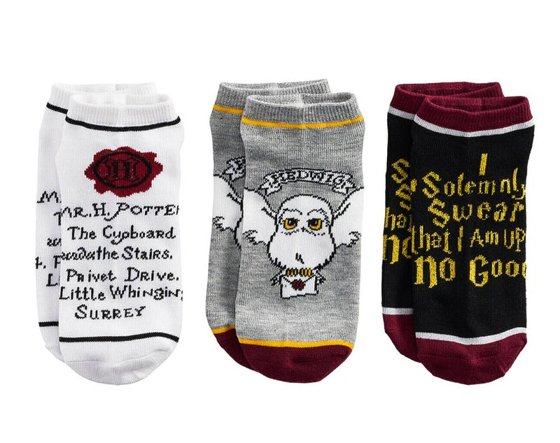 Harry Potter Womens & Juniors Hedwig No Show Ankle Sock 3 Pack