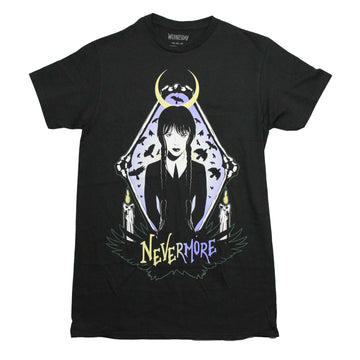 Wednesday Mens T-Shirt - Portrait Triangle Bones Candle Light Nevermore