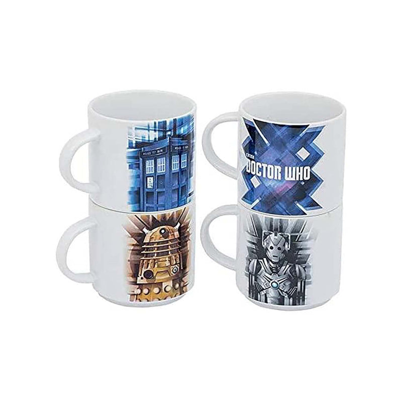 Vandor Doctor Who 4 Piece Stacking Ceramic Mug Set, 10 Ounces Each