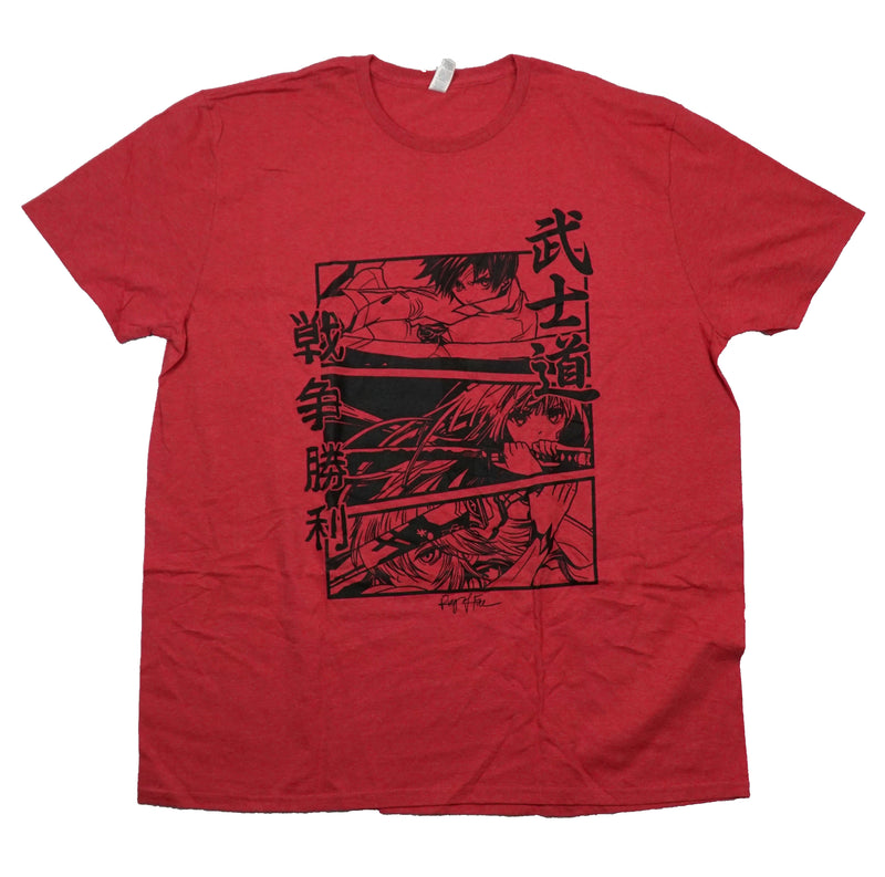 Ring of Fire Mens T-Shirt - 3 Fighters Along War, Victory, Bushido Kanji - Inmyparentsbasement.com