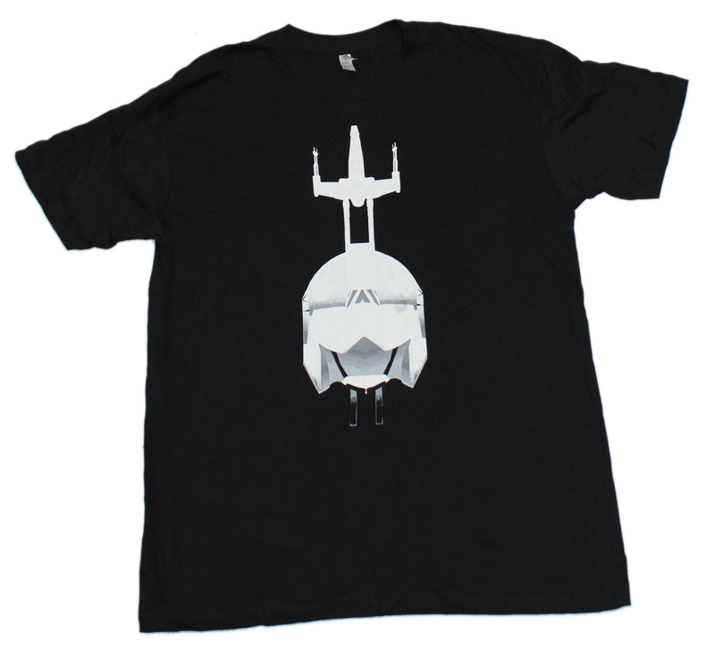 Star Wars Mens T-Shirt - X-Wing Over Luke Skywalker Helmet all White