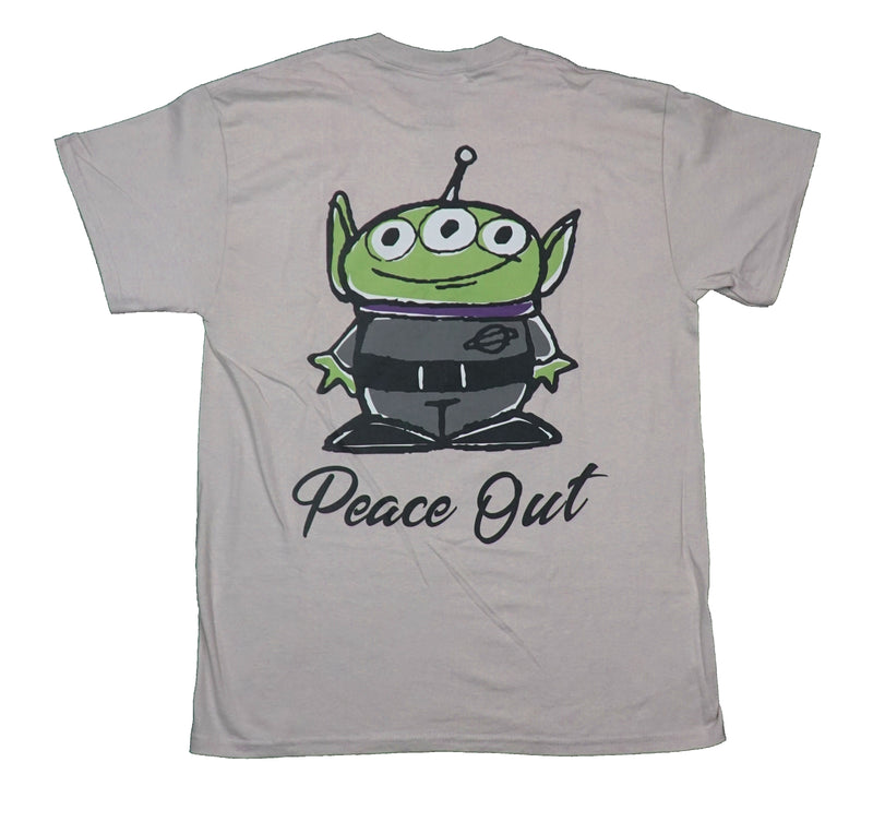 Toy Story  Mens T-Shirt -  Small Alien Above Peace Out Front Big Alien Back