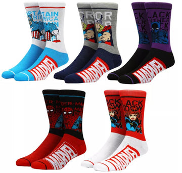 Bioworld Marvel Super Heroes 5-Pair Crew Sock Set