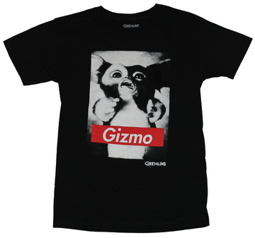 Gremlins Mens T-Shirt - Black and White Gizmo Photo W/ Red Name Bar