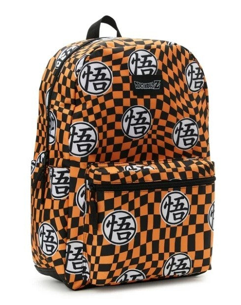 Dragon Ball Z Backpack Kanji Full Size Bag 17"x12" Orange Black Laptop
