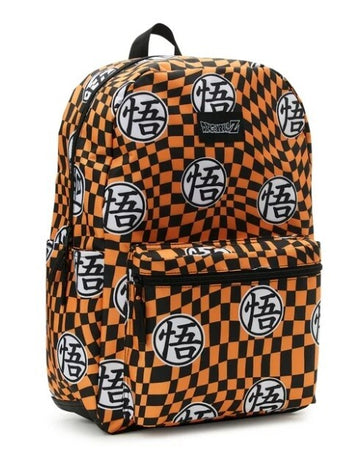 Dragon Ball Z Backpack Kanji Full Size Bag 17"x12" Orange Black Laptop