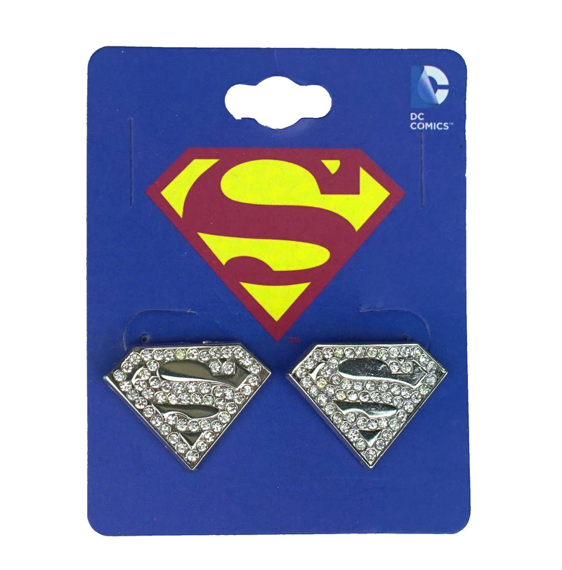 Superman Rhinestone Studded Stud Earrings