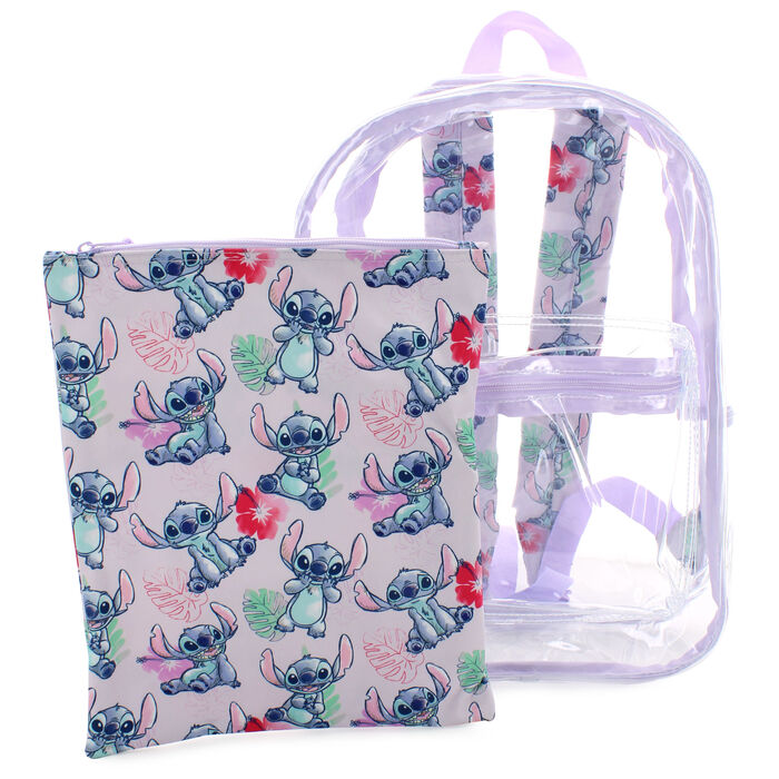 Bioworld Lilo & Stitch 17 Clear Plastic Backpack with Removable Laptop Pocket