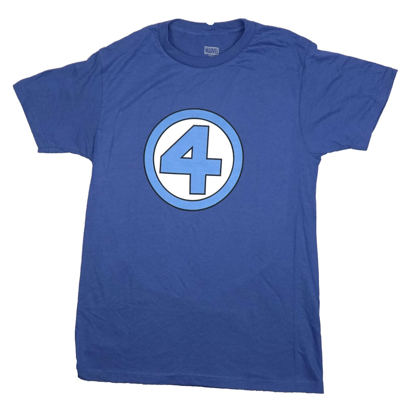 Fantastic Four Mens T-Shirt - Marvel Turquoise Ouline of Number 4 Logo