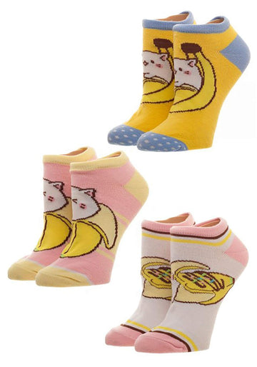 Bananya 3 Pack Juniors Ankle Socks Standard