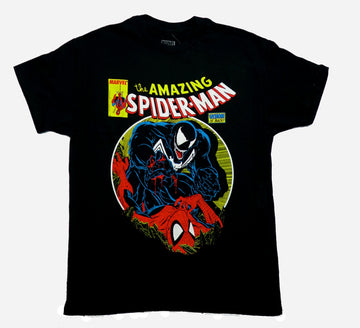Spider-man Mens T-Shirt - Bloody Hand Venom Pinning Down Spidey