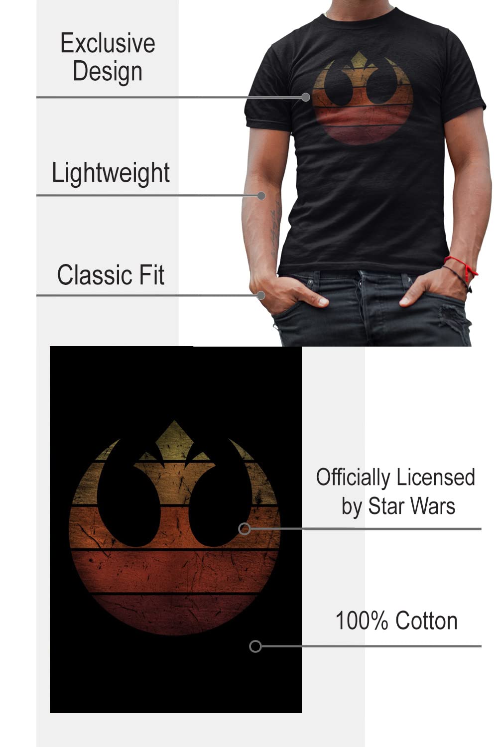 STAR WARS Rebel Alliance Rebellion Symbol Adult Men's T-Shirt