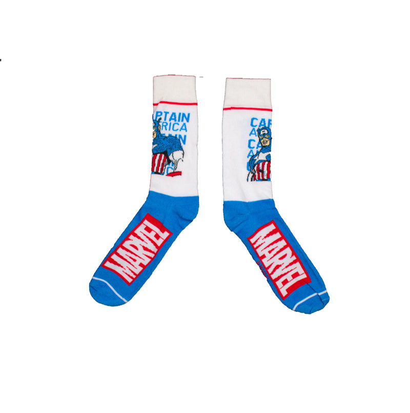 Marvel Captain America Posed over Name Men's Crew sock