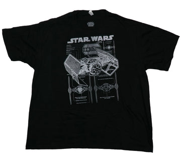 Star Wars Mens T-Shirt - Schematic Blue Print of Tie Fighter Below Name
