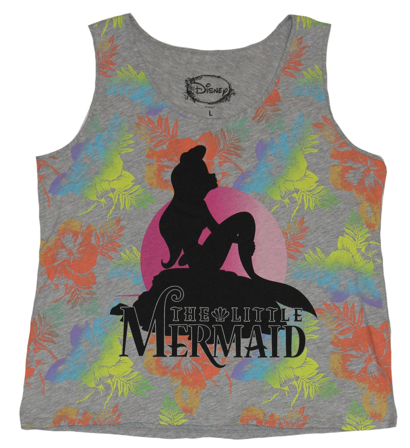 The Little Mermaid Girls Juniors Tank top - Ariel Silhouette Over Floral Rainbow