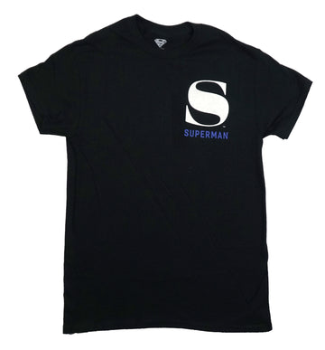 Superman Mens T-Shirt - Lapel Logo Metropolis City of Tomorrow on Back