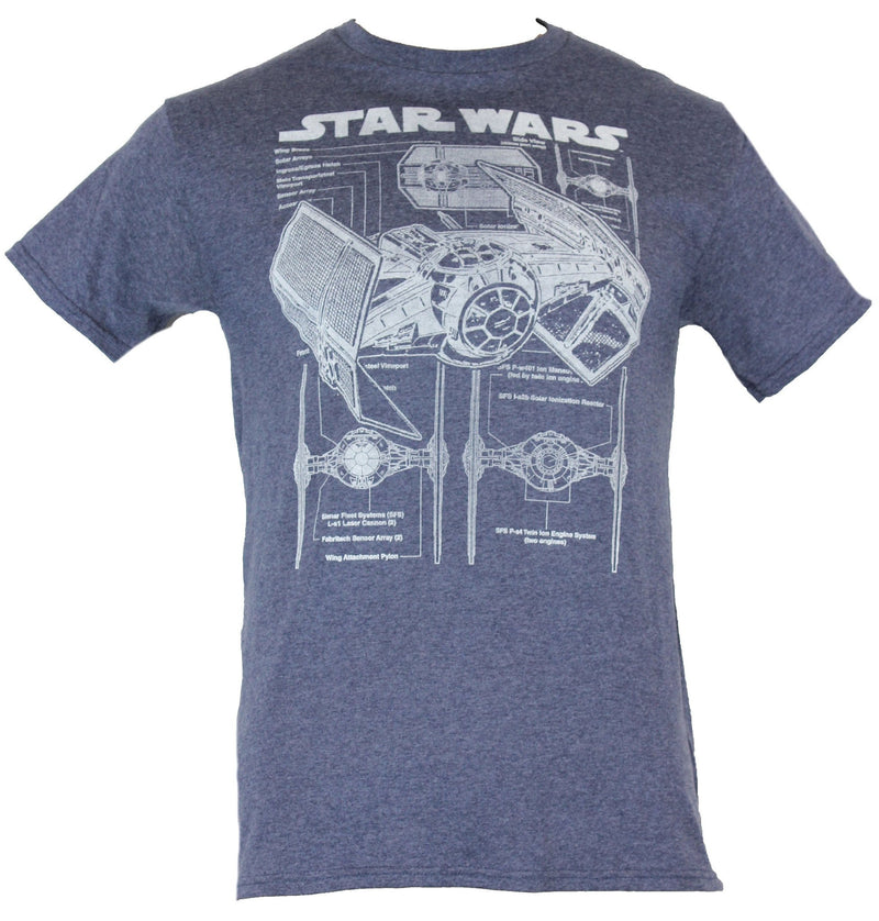 Star Wars Mens T-Shirt - Classic Tie Fighter Diagram Print Style Image