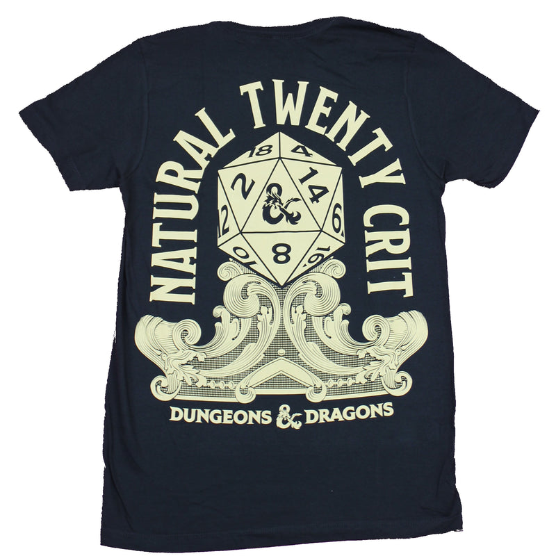 Dungeons & Dragons Mens T-Shirt - Lapel Die Natural 20 Back Image