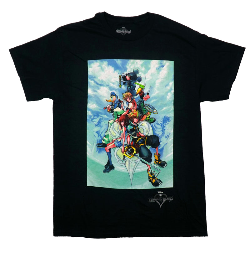 Kingdom Hearts Mens T-Shirt - Cast Piled Up On Heart in the Sky