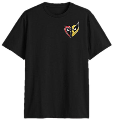 Deadpool & Wolverine Mens T-Shirt - Bubs Locket Lapel Framed Hands Back Image