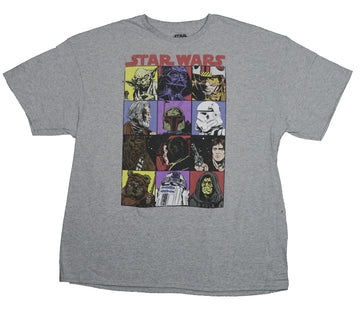 Star Wars Mens T-Shirt - Distressed Classic Trilogy Comic Character Boxes