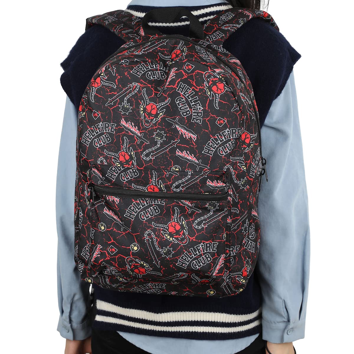 Bioworld Stranger Things Hellfire Club AOP Black Laptop Backpack