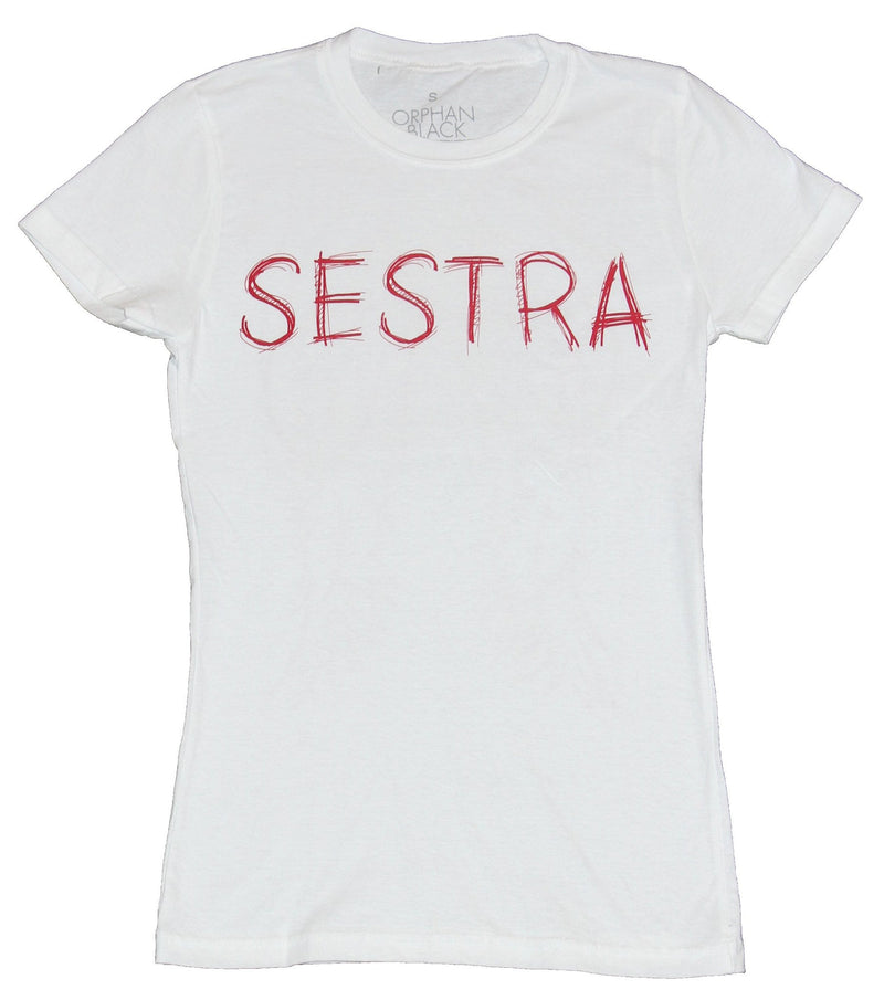 Orphan Black Girls Juniors T-Shirt - Scratchy Name Front Red Winged Back