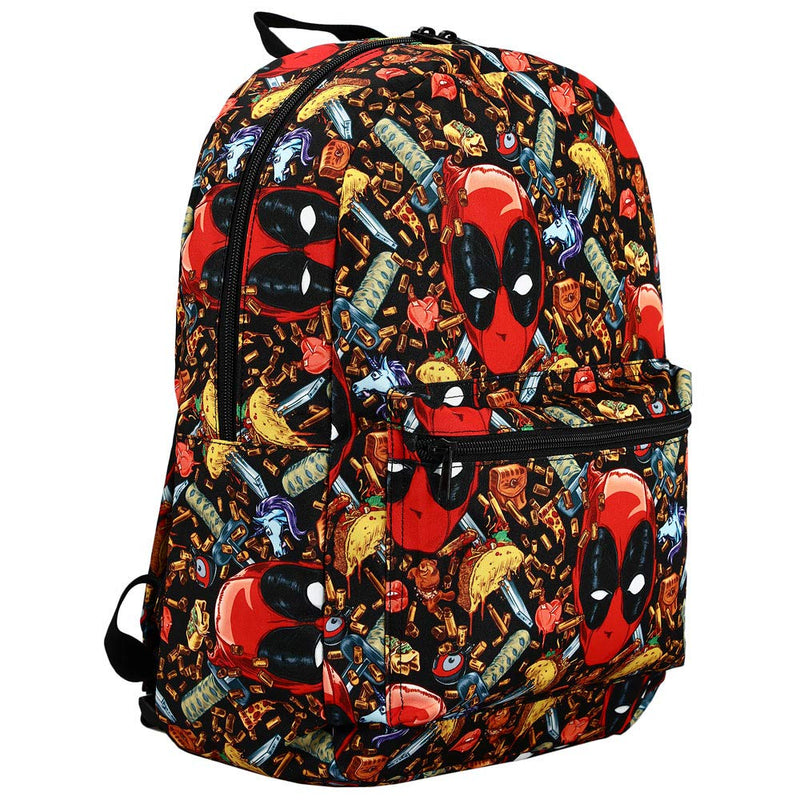Marvel Comic Book Deadpool Junk Food Collage Tech Backpack