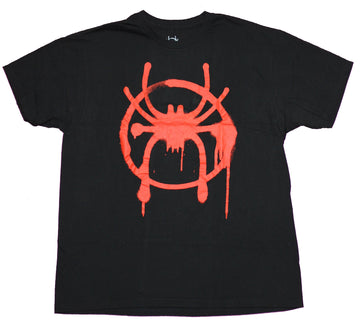 Spider-man Mens T-Shirt - Splattery Sprayed Circle Mile Morales Logo Image